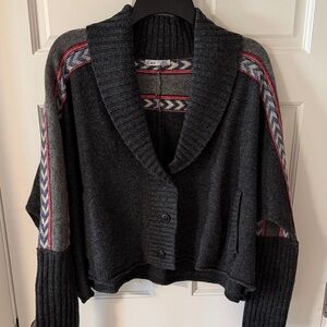Dex Oversized Cropped Dolman Sleeve Shawl Collar Cardigan Southwestern Small NEW
